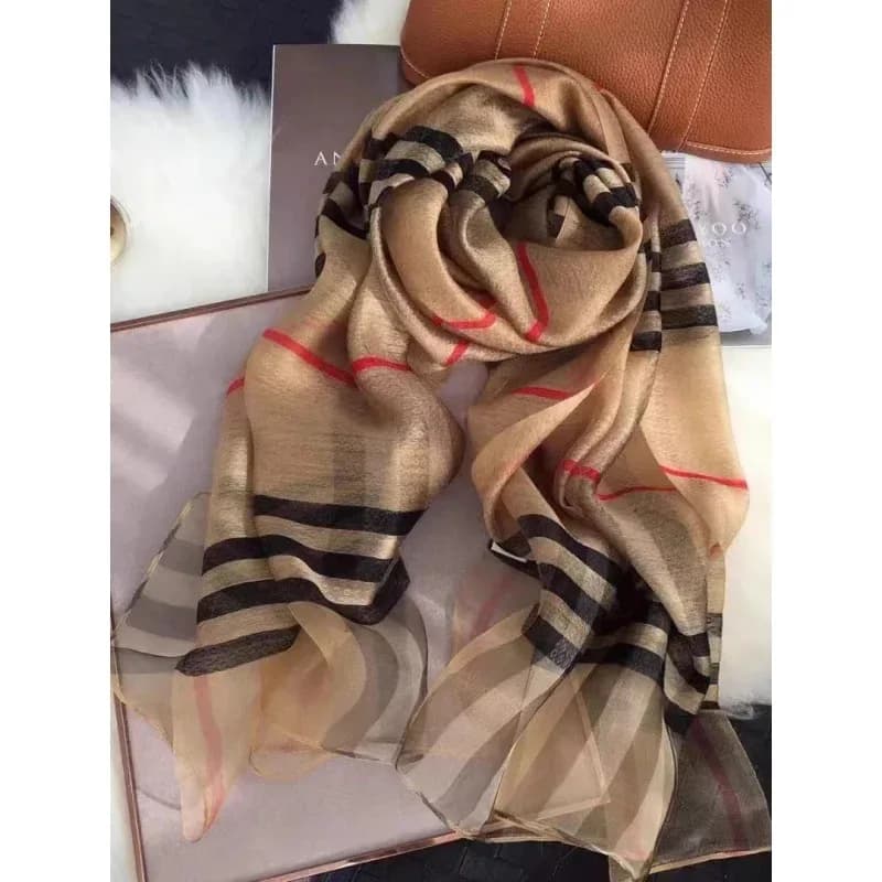 Sciarpa lunga di seta alla moda Sciarpa avvolgente per spalla con scialle sottile in seta di gelso scozzese primaverile da donna