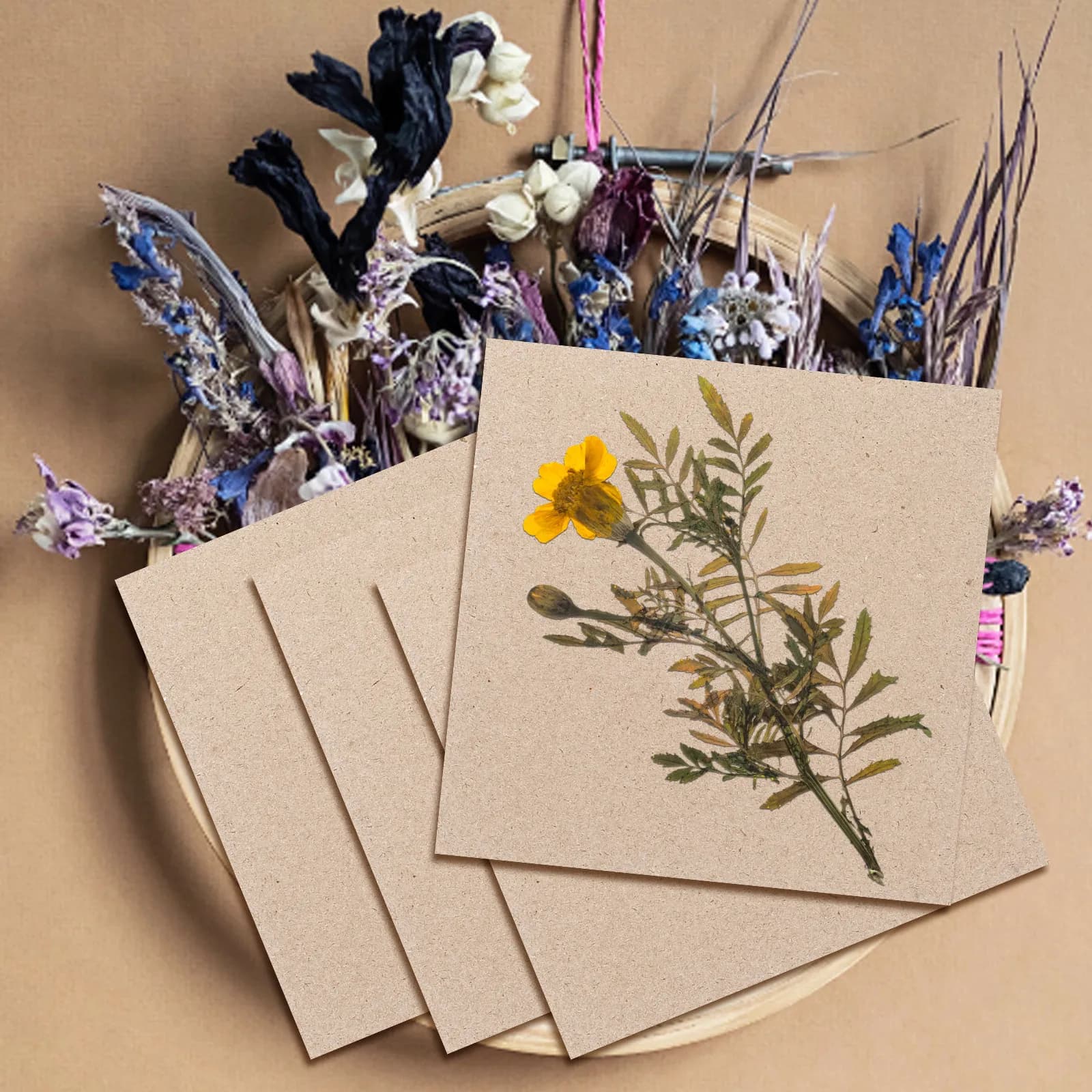 4Pcs Flower Press Kit Wooden Press Plates for DIY Plants Pressing Wedding Bouquet Scrapbook Crafting Flower Preservation Boards