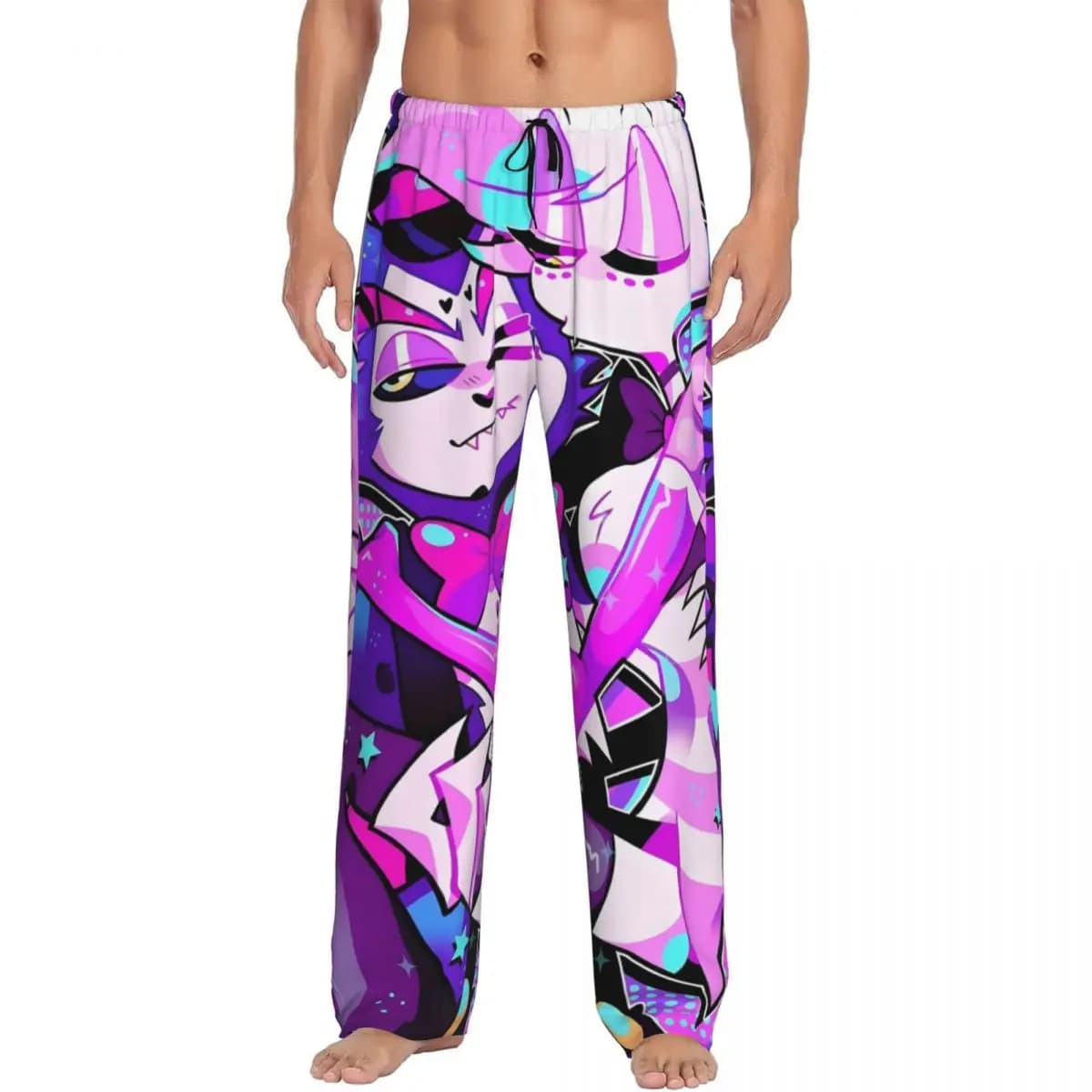 Pantaloni da pigiama personalizzati Hazbins Anime Hotels Pantaloni da notte da uomo Pantaloni da notte elasticizzati con tasche