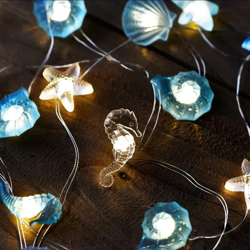 Decorazione per acquario con luci a forma di stella marina a conchiglia a LED - Ornamento per acquario subacqueo nautico, decorazione creativa per acquario marino