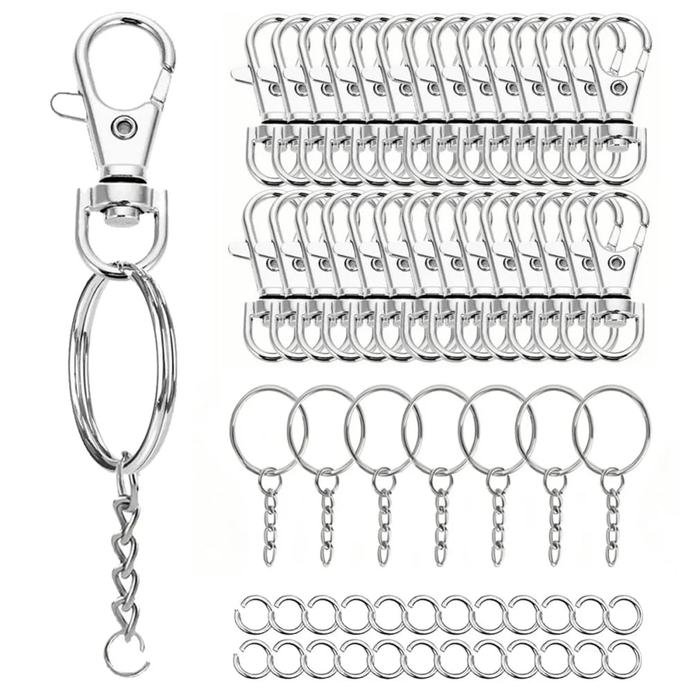 10/20 SETS rotary clasp hook Metal spring chain keychain Lobster clasp Open keychain chain and jump ring bulk keychain lanyard