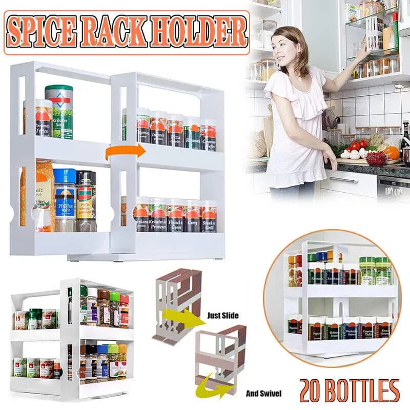 Swivel Spice Shelves at 2 levels All-In-One Shelf for Swivel Dresses to store spices Kitchen shelf, bathroom, creative article for the house