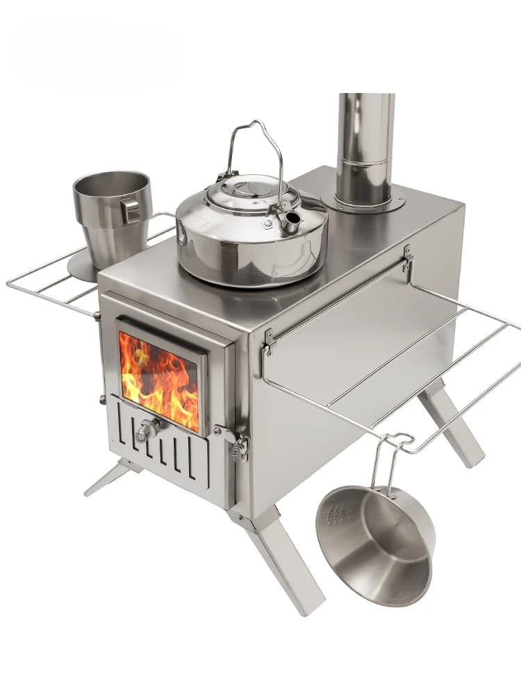 Thickened Portable Wood Burning Tent Stove Indoor Outdoor Heating Incinerator Cooker For Camping Tent Vehicle Car Travel