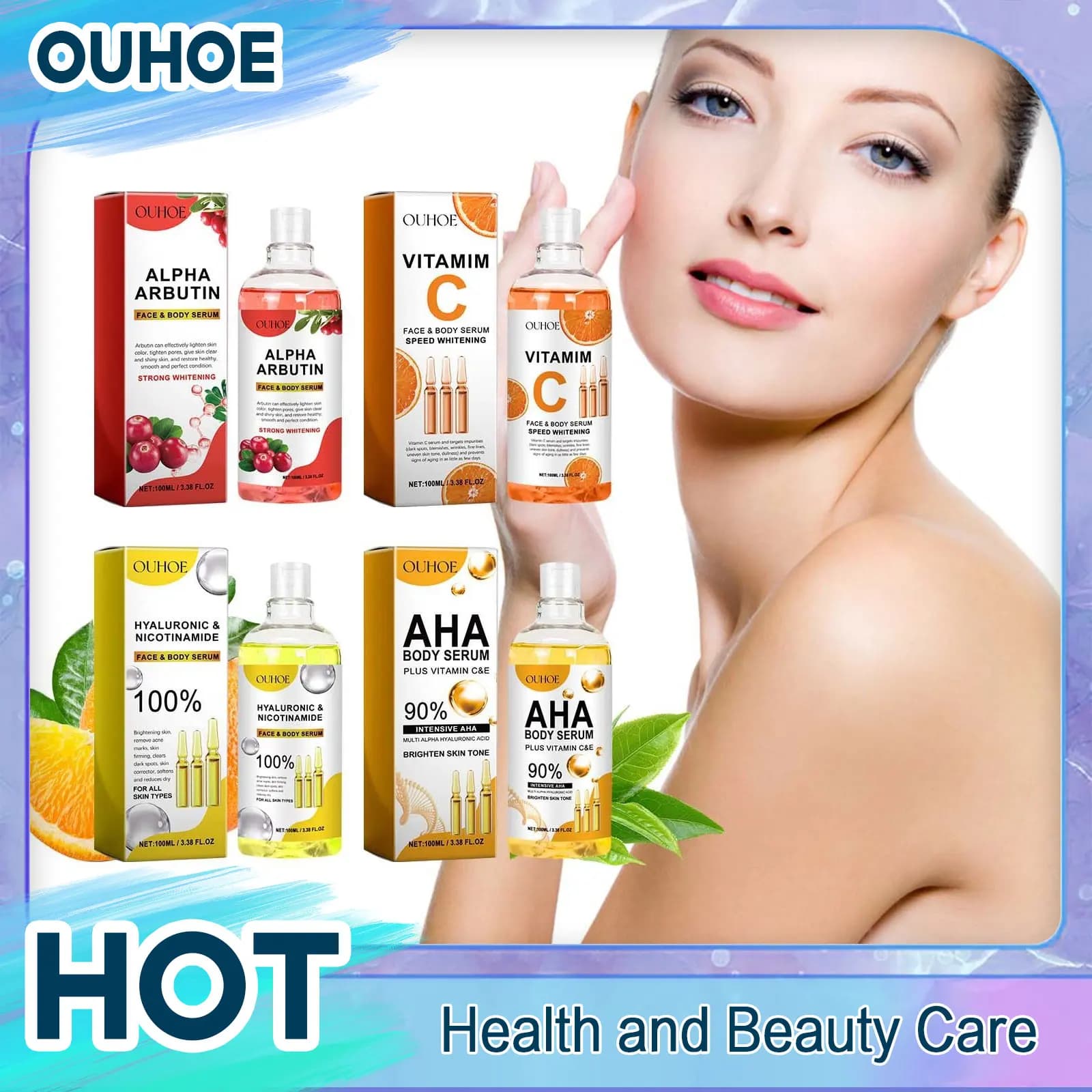 Hyaluronic Acid Vitamin C AHA Siero Face Dark Macchie Corrector Reducing Hydrating Pores Scratch Repair Clear Body Skin Care