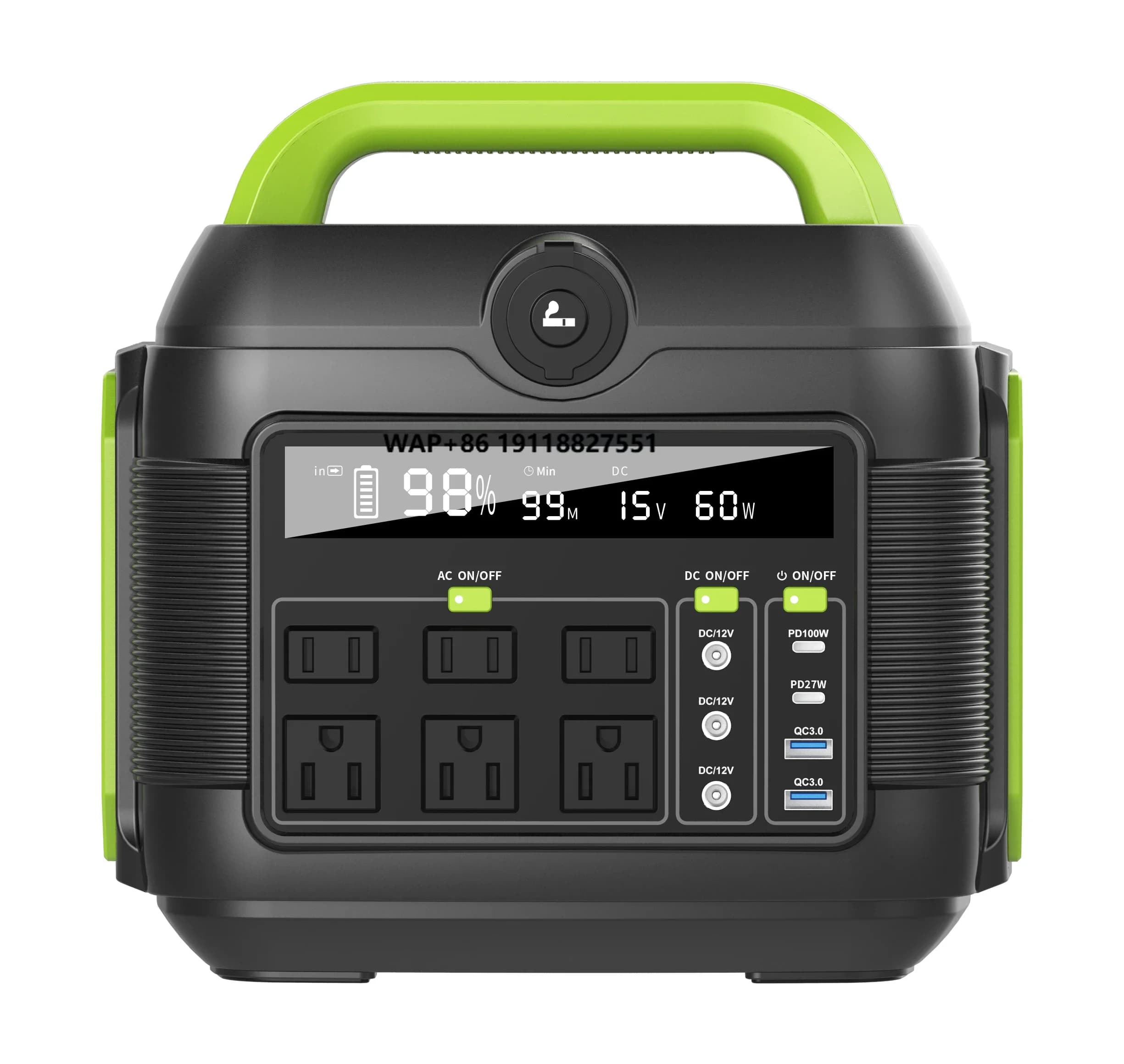 Generatore Solare Portatile 110V 220V 200W 300W 500W 600W 1000W 2000W per Esterni, Power Station Solare Portatile LiFePO4