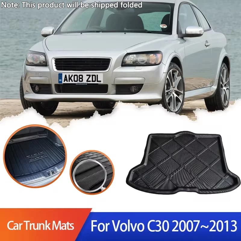 Tappetini per bagagliaio dell'auto per Volvo C30 2007 2008 2009 2010 2011 2012 2013 Pad portaoggetti bagagliaio posteriore coperture per rivestimento del carico accessori antiscivolo