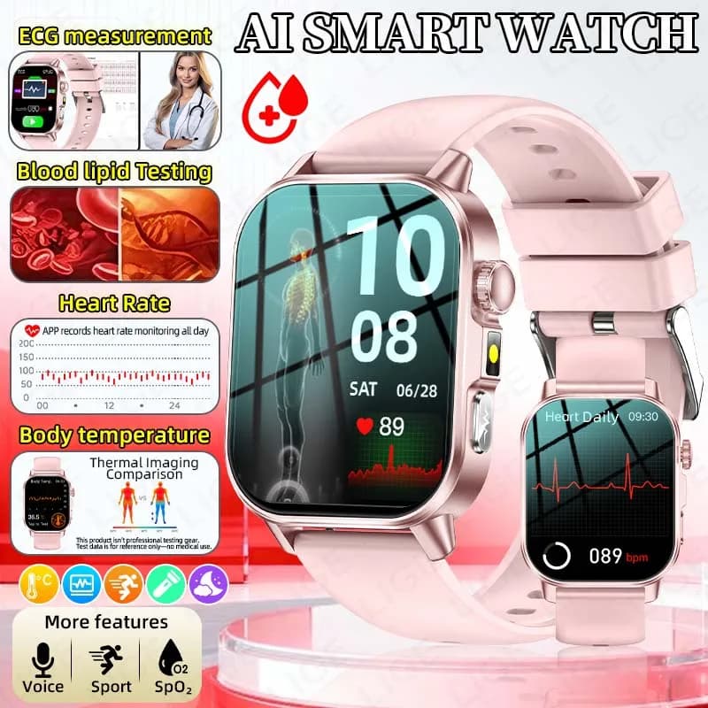 Nuovo Smartwatch 2026 con Diagnosi AI, Test Lipidi Sanguigni, Acido Urico, Composizione Corporea, ECG+HRV, Chiamate Bluetooth per Uomini