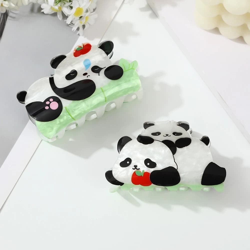 Cute Panda Hair Claw – Cartoon Animal Transparent Clip, Daily Versatile Hair Accessory for Girls, Perfect Gift for Women