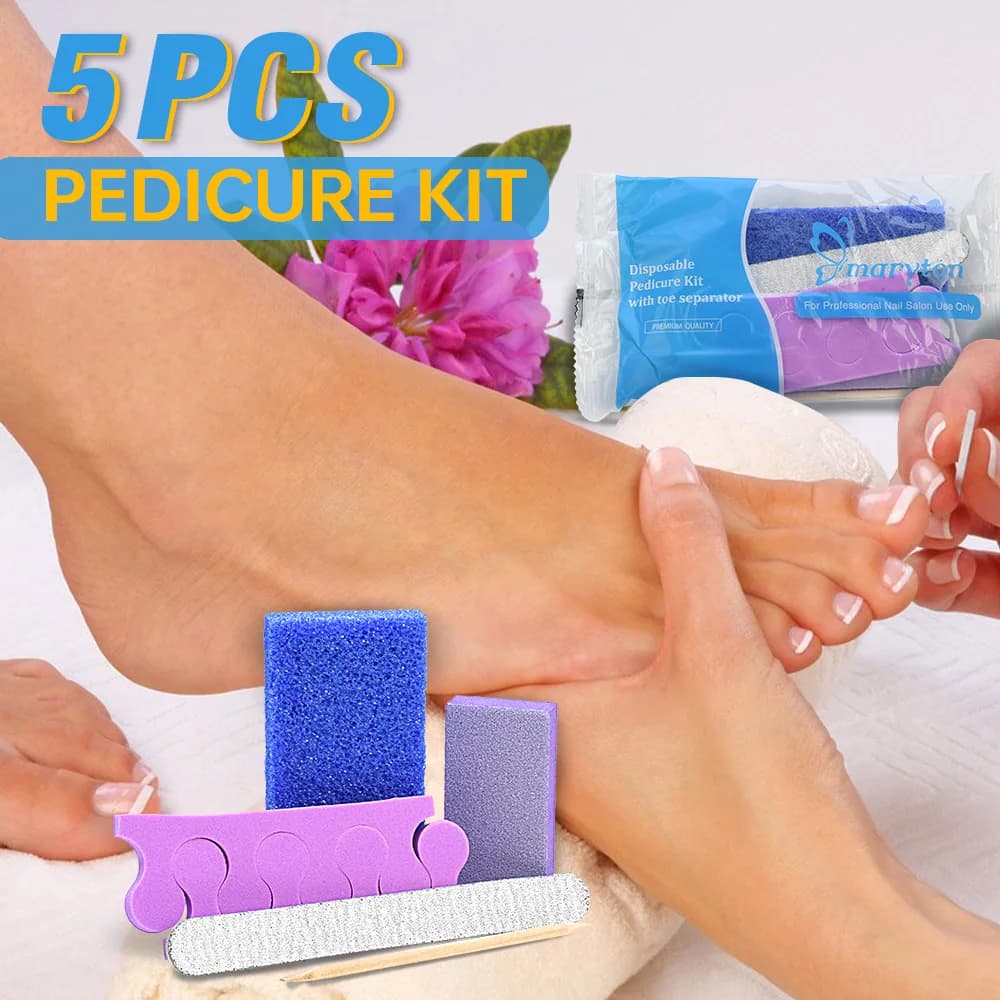 100 set/cartone di strumenti per unghie 5 in 1 kit di pedicure usa e getta set di manicure tamponi per salone di bellezza delle unghie