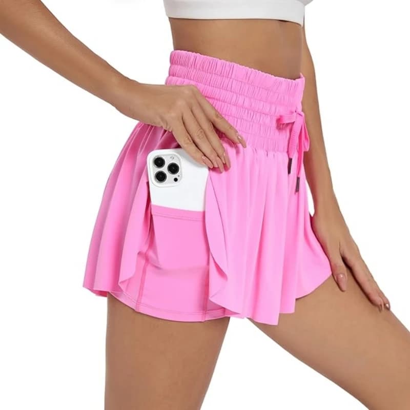 Pantaloncini Flowy da donna gonna da Tennis da corsa a vita alta Skort Golf Workout Yoga Athletic Spandex Cheer Butterfly Shorts abbigliamento Casual
