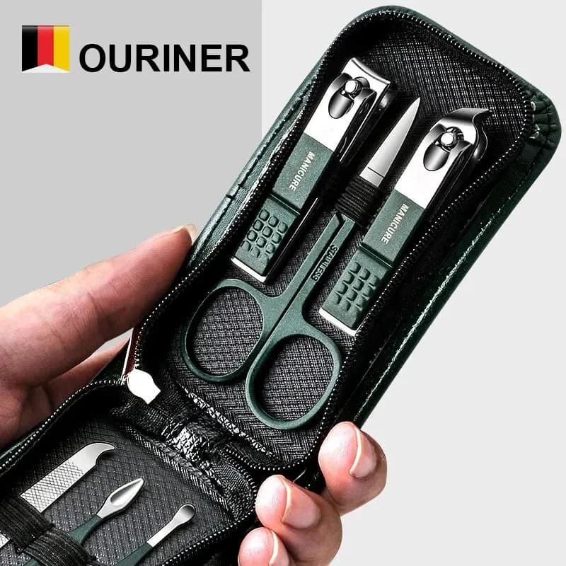 Ouriner 6-18 pieces set manicure portable pedicure kit set nail cutters black brilliant tools for personal care eyebrow scissors