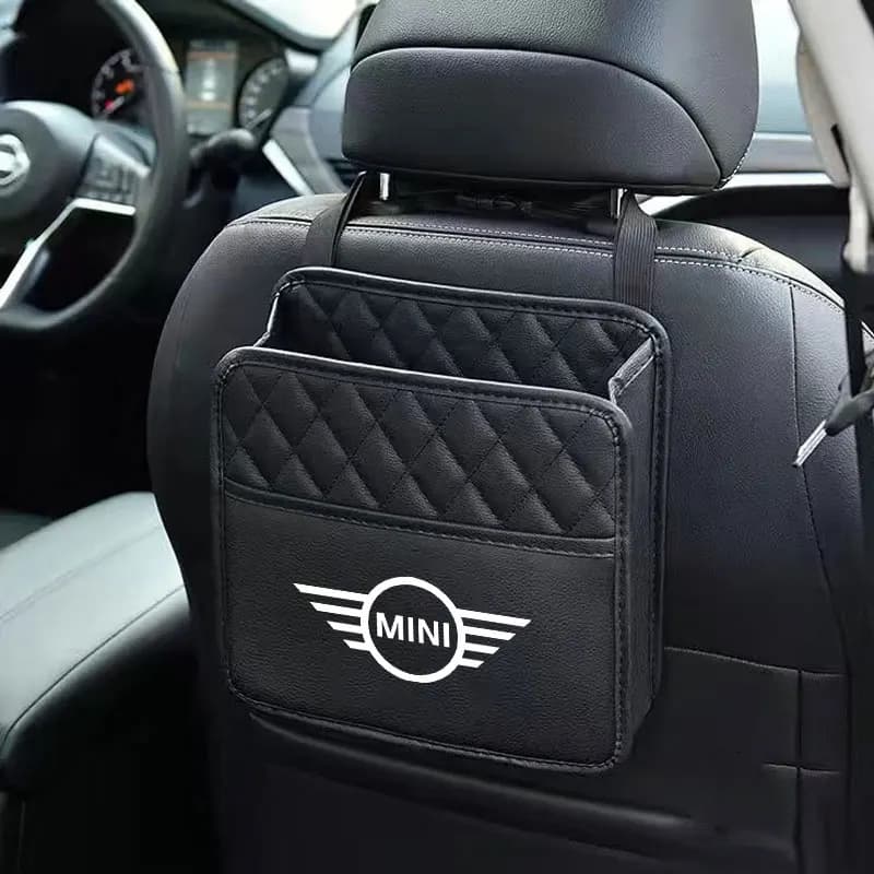 Leather Car Seat Storage Bag Tissue Cup Pockets Stowing For Mini Cooper S R55 R56 R50 R53 R60 F55 F56 Countryman Car Accessories
