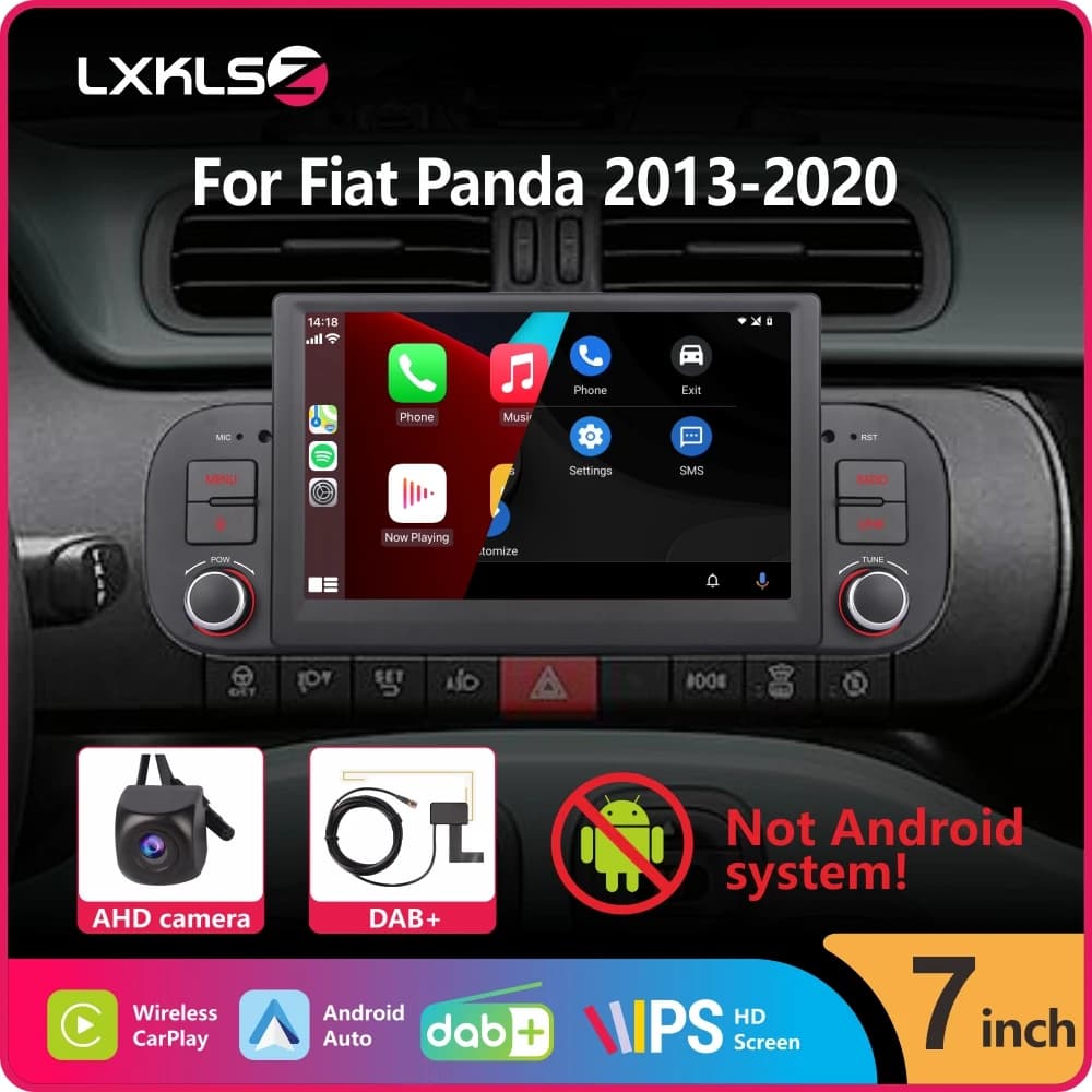 Autoradio touch screen IPS da 7 pollici con telecamera posteriore AHD Wireless Carplay Android Auto per Fiat Panda 2013-2020 con DAB +