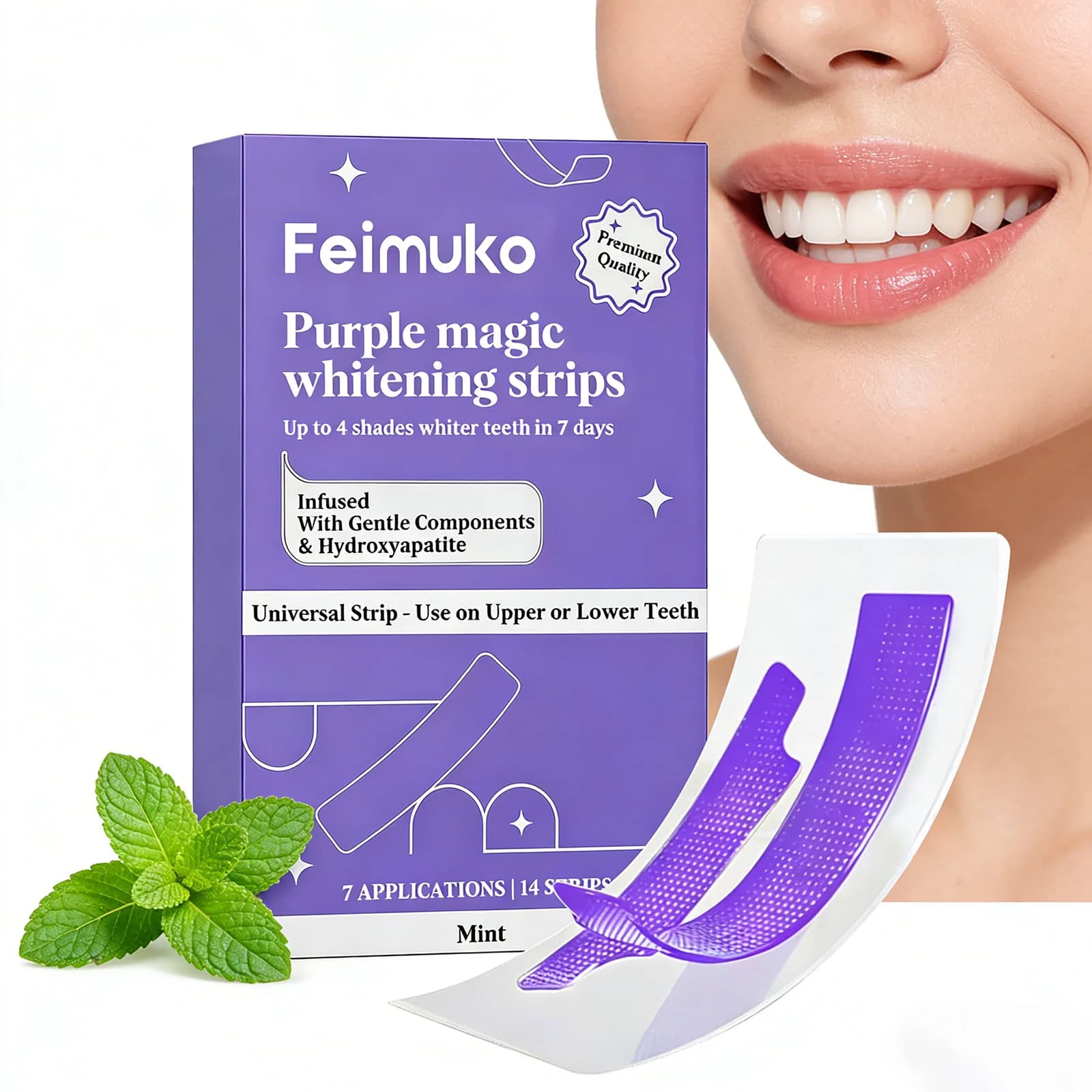 14 Strisce Sbiancanti per Denti Sensibili, Rimuovono Macchie e Ingiallimenti, Rinfrescano l'Alito per un Sorriso Duraturo