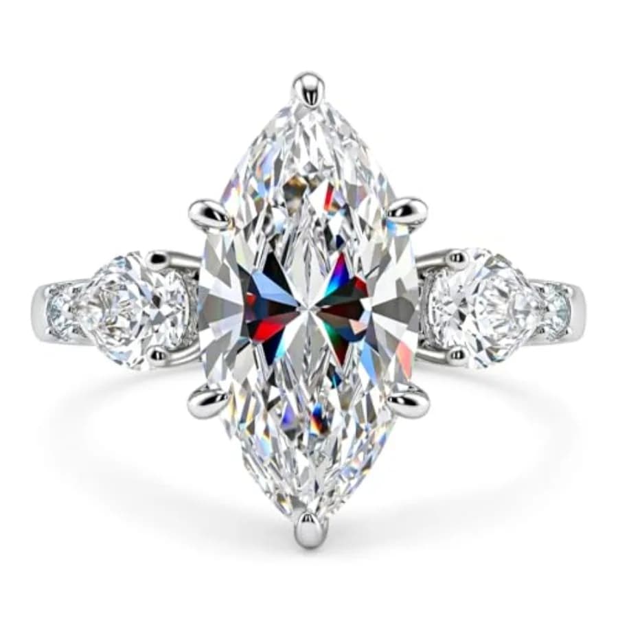 Anello di Fidanzamento con Moissanite 2CT/3CT, Anello di Fidanzamento in Argento Sterling S925 con Tre Pietre, Anello Nuziale a Tre Pietre