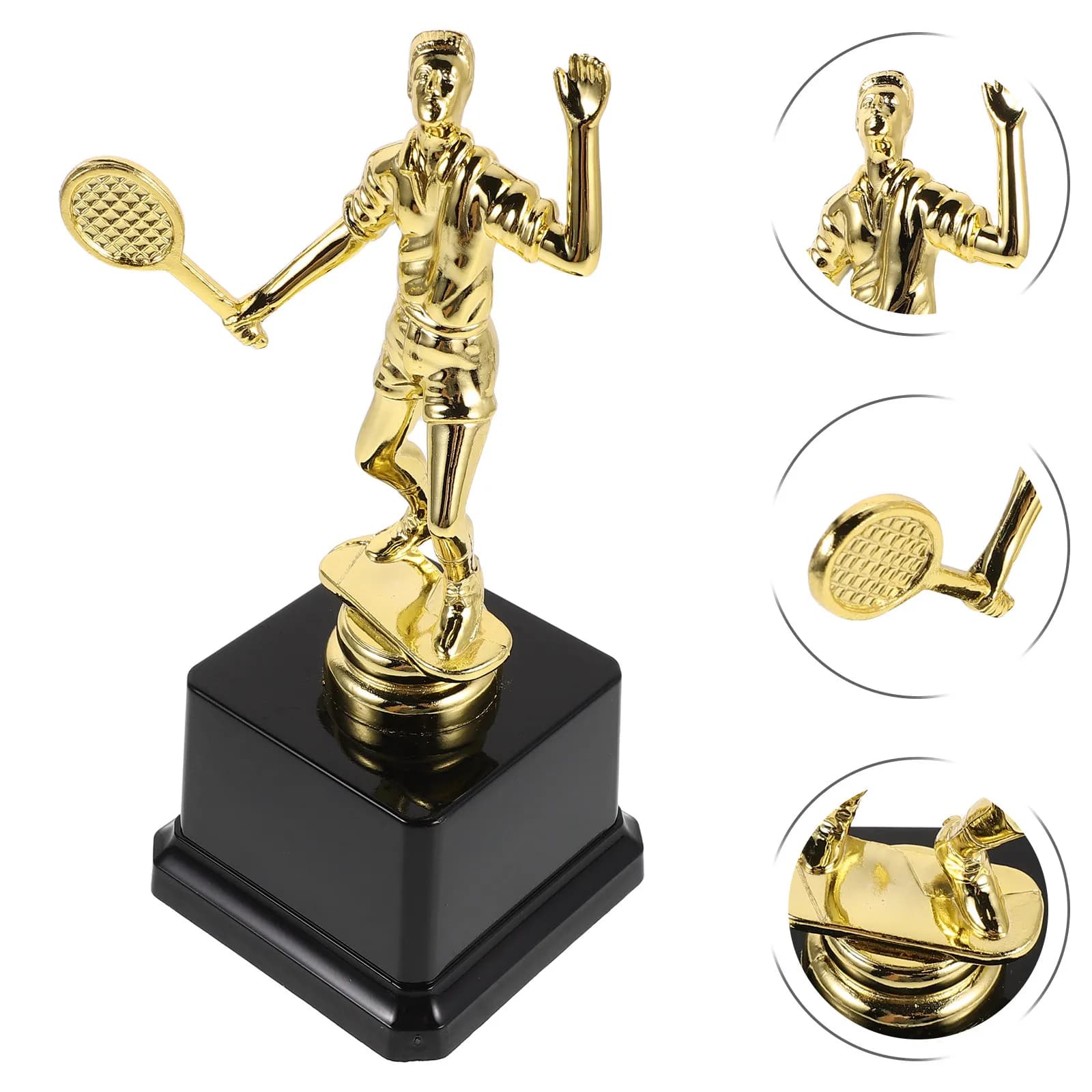 Trofeo Sportivo in Plastica Dorata da 7 Pollici, Design Racchetta da Badminton e Tennis, Premio di Riconoscimento per Adulti, Accessori per Feste