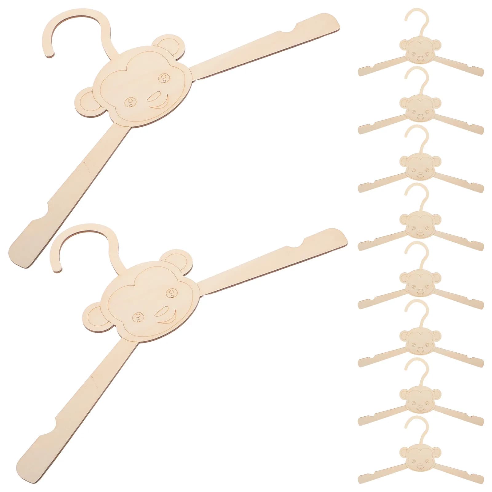 10Pcs Wooden Hangers Monkey Design Animal Shaped Nursery Closet Organizer Clothes Holder Wooden Clothes Hangers