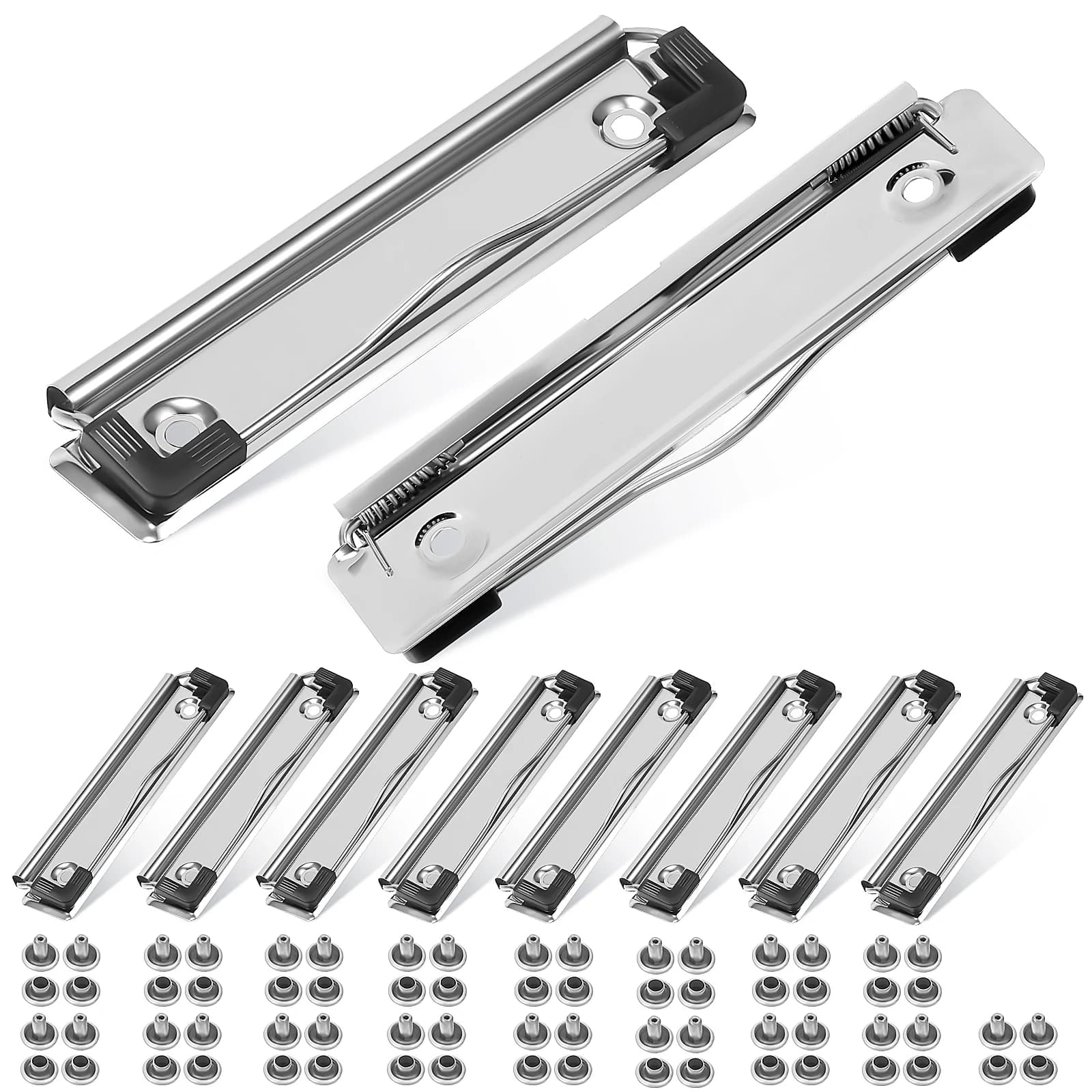 10 pz Clip per appunti Clip in metallo montabile Morsetti per cartelle di file caricati a molla Clip per pannelli rigidi per ufficio Cancelleria per la scuola