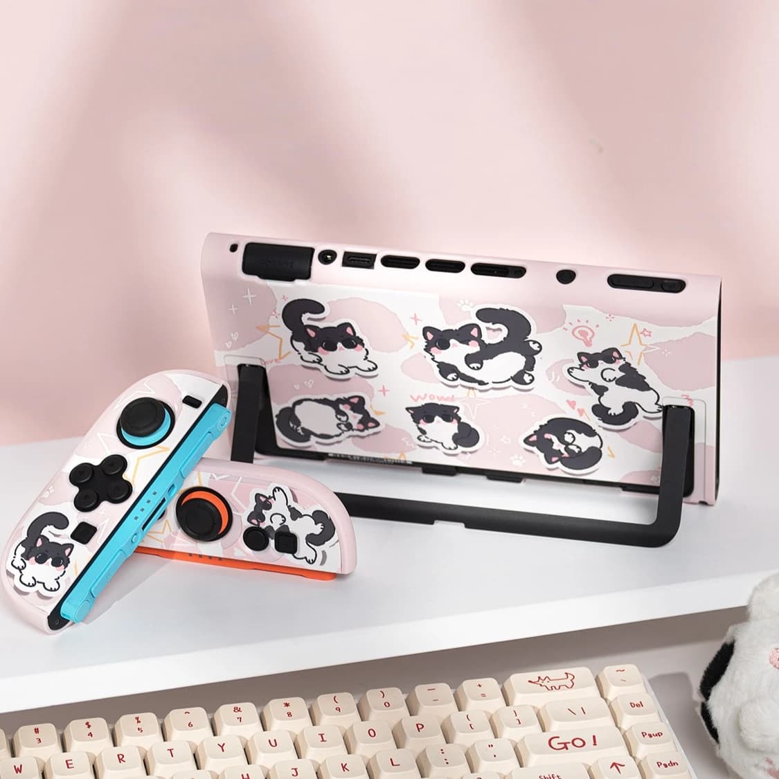 Nuova custodia rosa gatto cartone animato per Nintendo Switch 2 Custodia rigida carina Accessorio per console di gioco Controller OLED Custodia protettiva Joy-Con