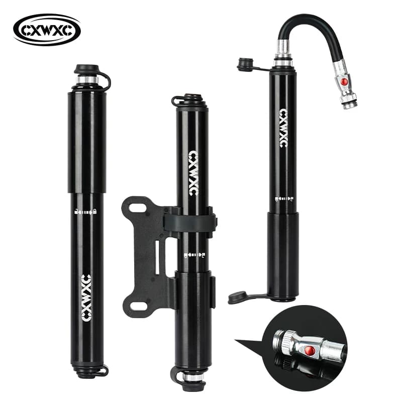 CXWXC Mini pompa per bicicletta 120PSI Gonfiatore per pneumatici per bici portatile Tubo rimovibile e nascosto Design Pompa ad aria manuale con valvola Schrader Presta