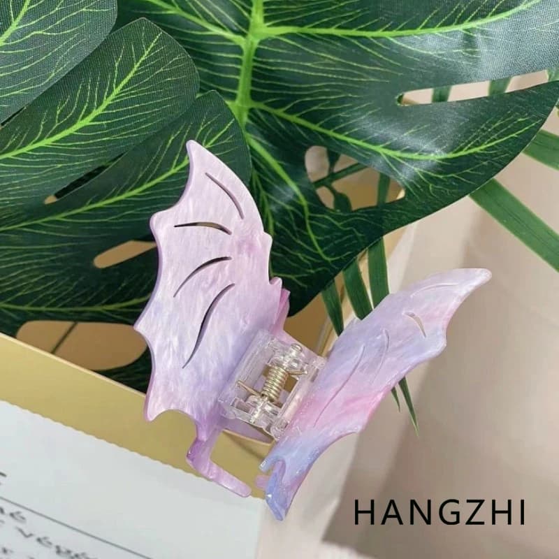HANGZHI Purple Fine Glitter Bat Hair Clip Creative Quirky Animal Shark Clip Holiday Dress Up accessori per capelli per donne ragazze