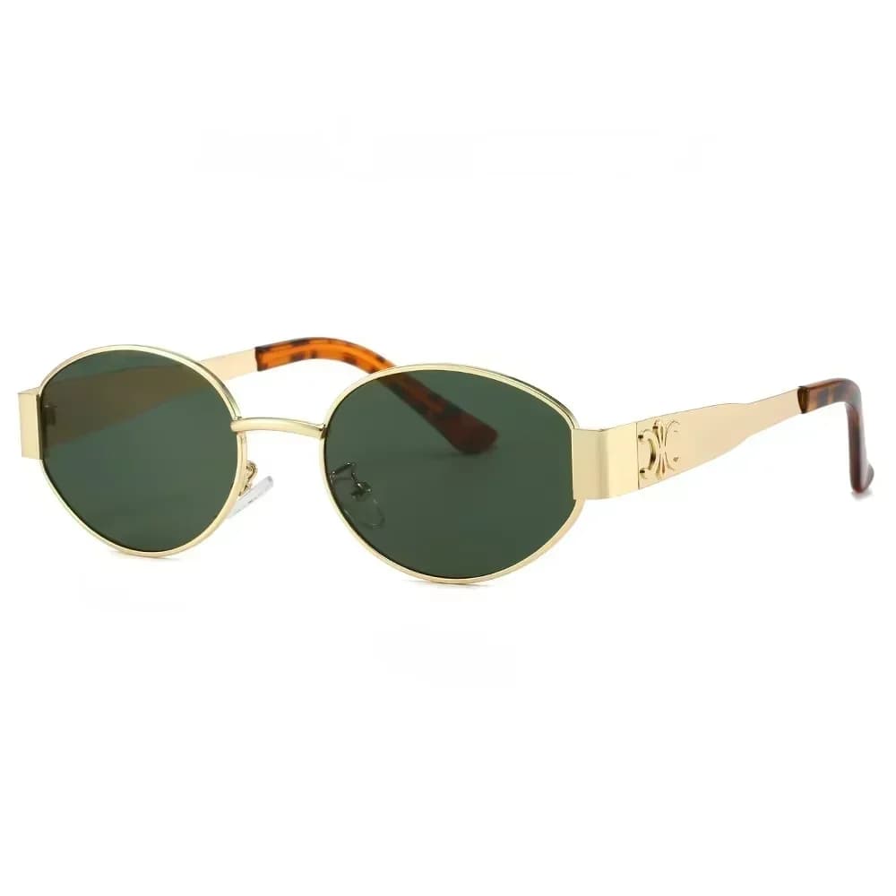 Occhiali da Sole di Lusso in Metallo per Uomo e Donna, Design Unisex alla Moda, Montatura Ovale, Occhiali Eleganti Unisex con Protezione UV400
