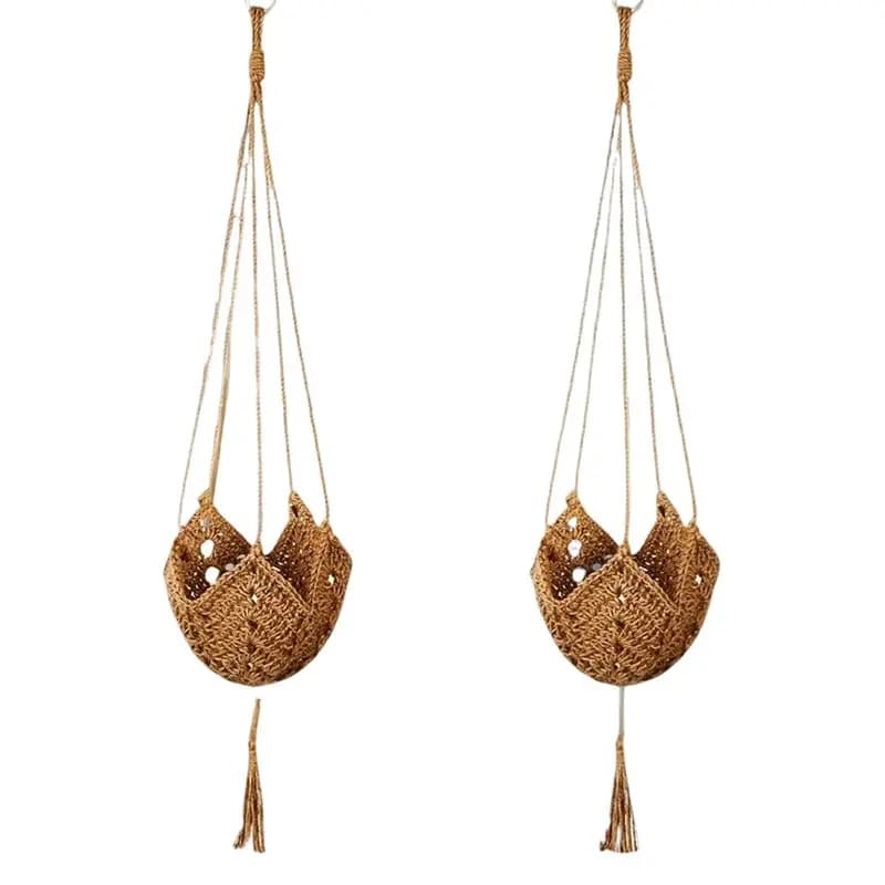 Macrame Flower Pot Wall Decor Handmade Planter Hanging Basket Plant Hanger For Courtyard Garden Hanging Plant
