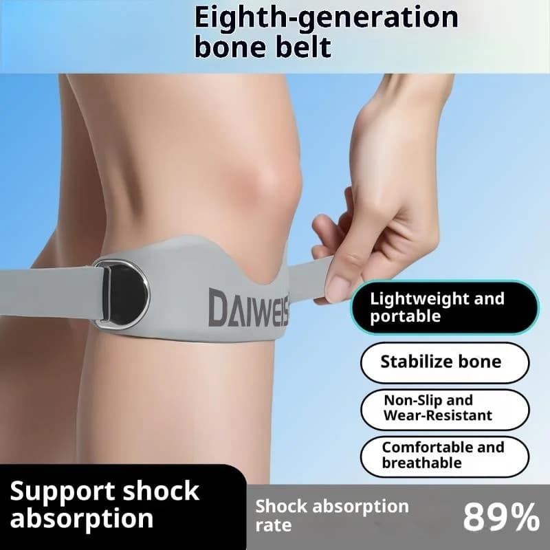 Silicone Patellar Knee Brace with Stabilizing Ring, Supportive Strap for Running, Basketball