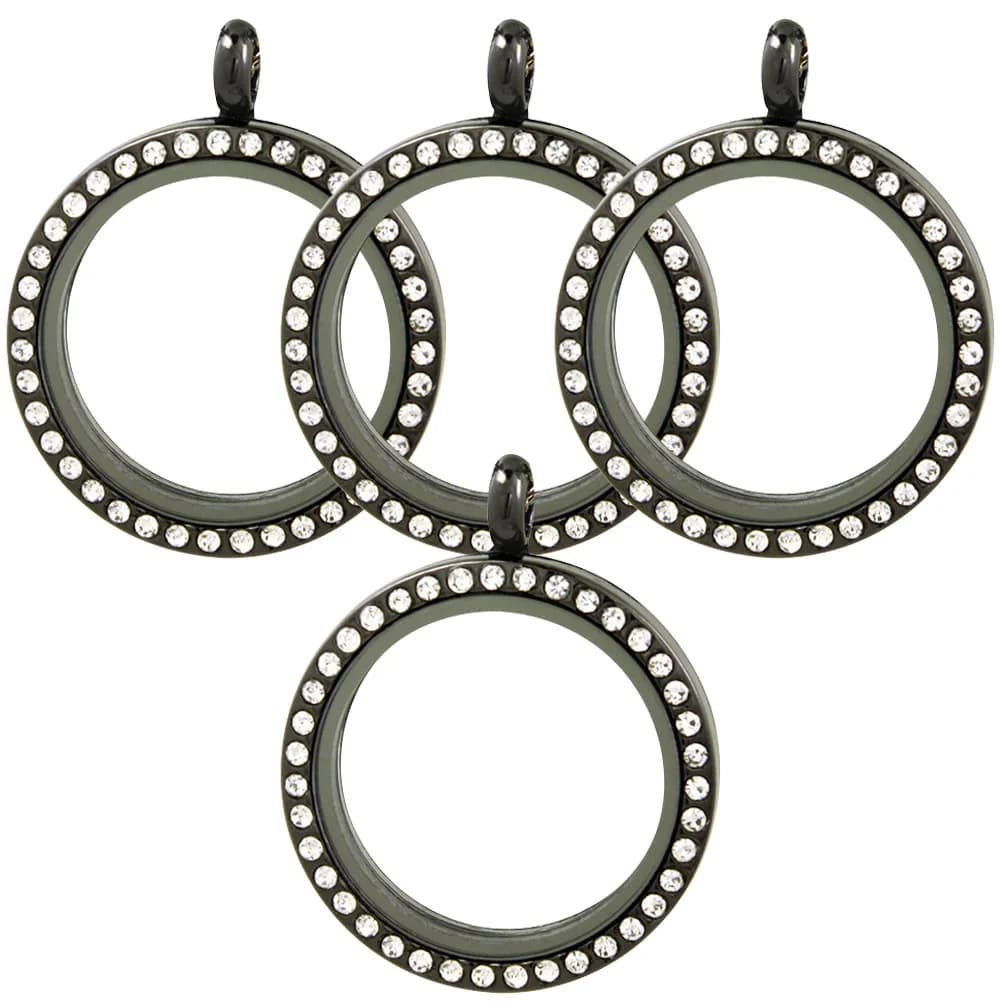4 piece strass alloy photo medallion pendant for DIY jewelry making decorative accessories for necklaces with openable frame