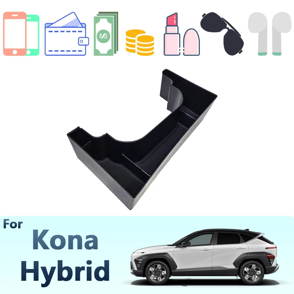 Per Kona Hybrid SX2 2024 Auto Bracciolo Scatola di Immagazzinaggio Console Centrale Organizer Vassoio Scatola di Immagazzinaggio A Strati Riordino Accessori Per Lo Styling