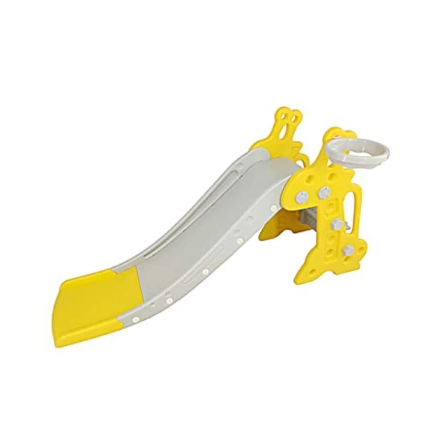 Scivolo autoportante a 3 gradini con canestro da basket per gioco all'aperto, telaio in acciaio verniciato a polvere, colore blu e rosso, resistente alle intemperie