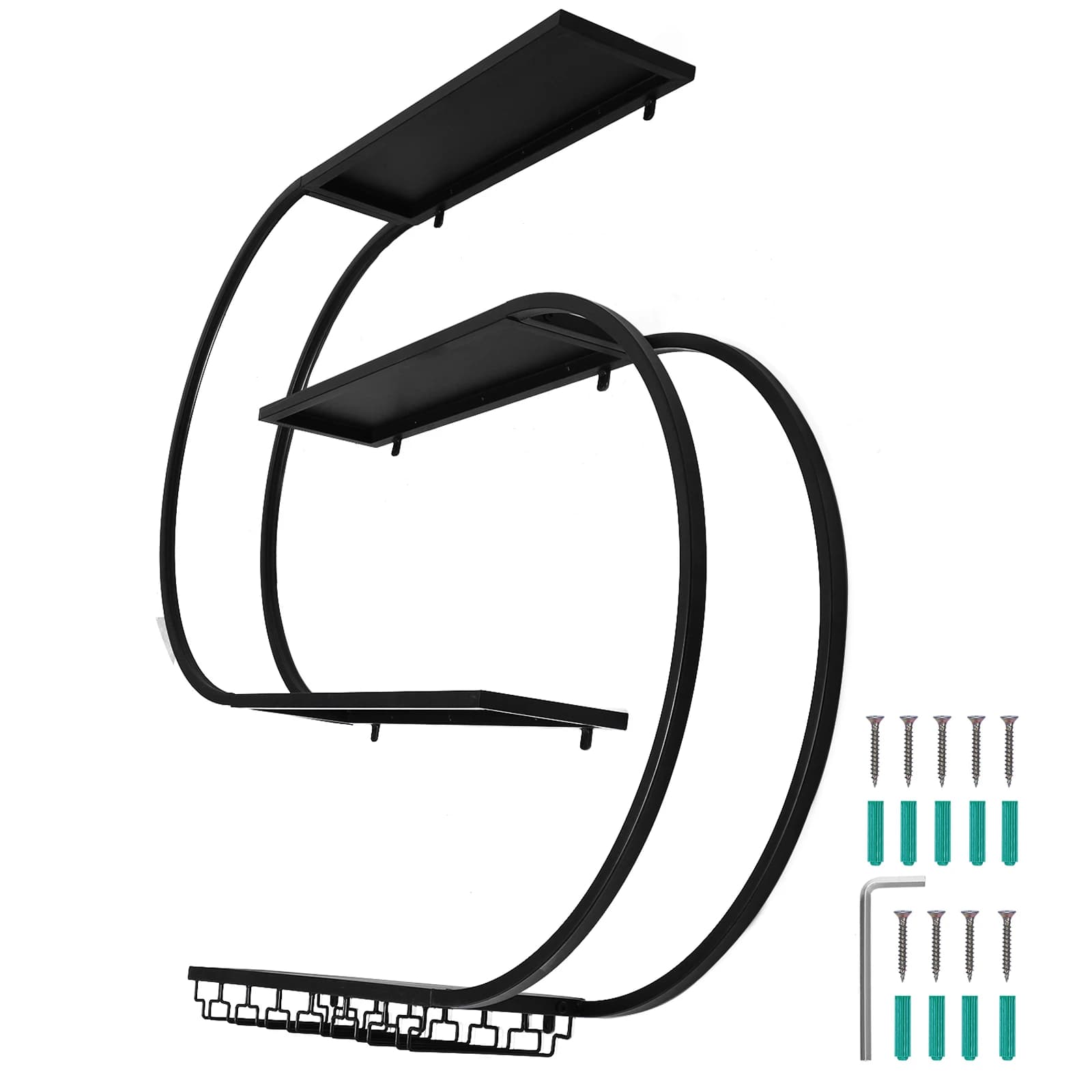 Portabottiglie da parete con barra luminosa a LED, espositore per bottiglie di liquori, porta bicchieri da vino da appendere a parete per casa e cucina
