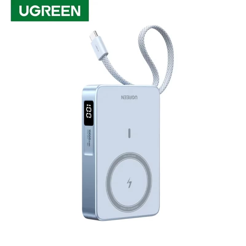 UGREEN Power Bank 10000mAh 30W con Ricarica Wireless Veloce MagFlow e Cavo Type-C Integrato per iPhone Serie 17