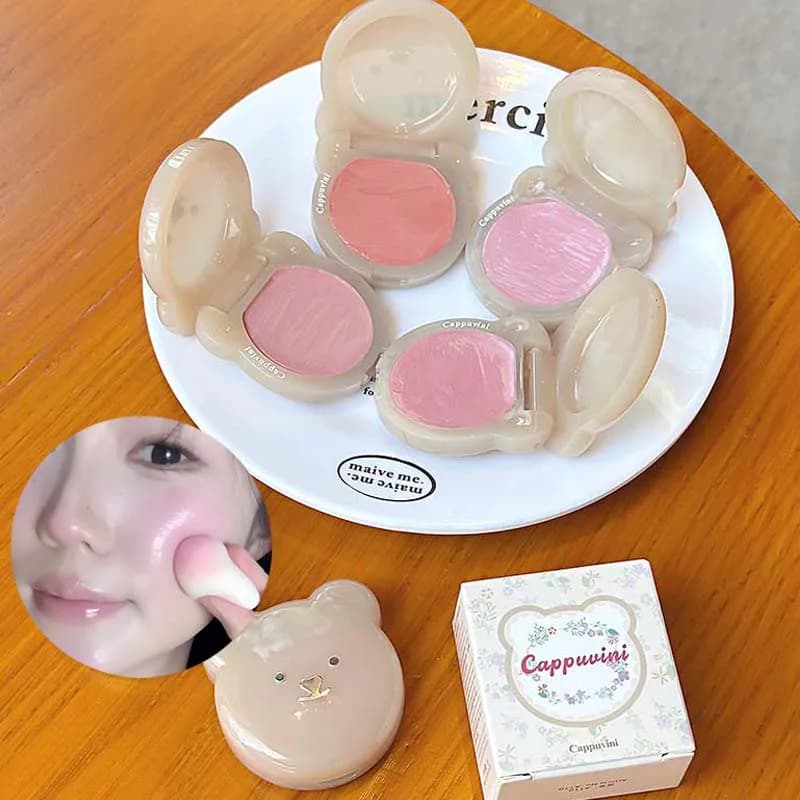 Cute Bear Water Light Blush Cream Vitality Pink Evidenziatore idratante Fard per il viso Rouge facile da applicare