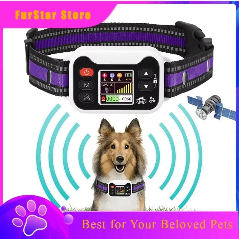 FurStarWireless Dog Fence Boundary Containment System Beep Shock GPS Electric Dog Fence Waterproof Training Collar 3 Modes Outdo