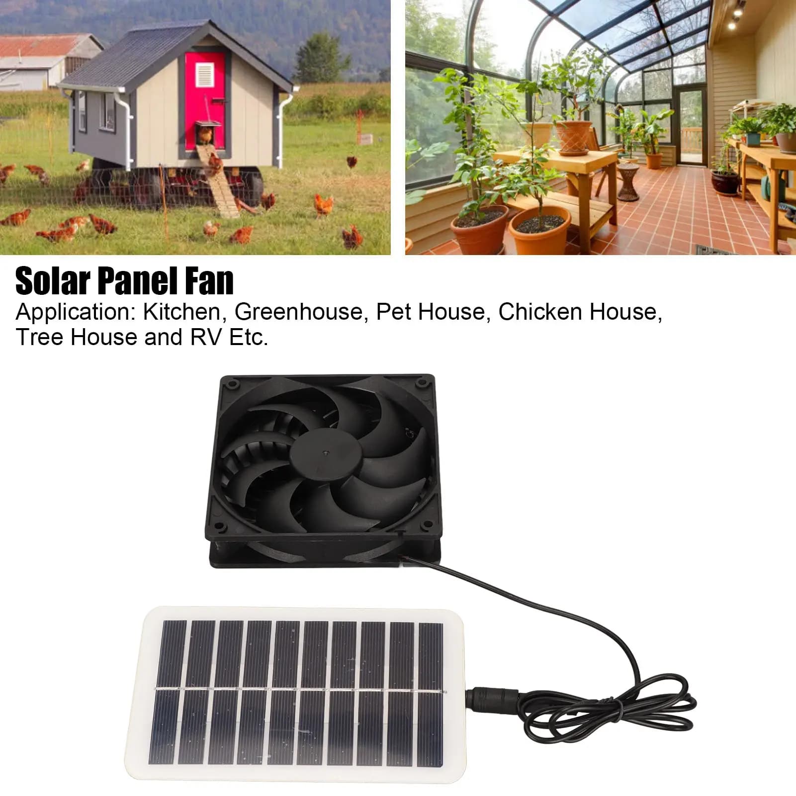 Ventilatore di scarico del pannello a energia solare 15W Rimozione degli odori a risparmio energetico Estrattore d'aria portatile ad energia solare per case di animali domestici RV