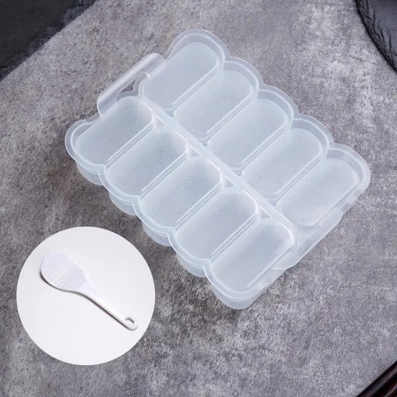 Grids Rice Ball Mold With Rice Spoon Sushi Non-stick Pressure Storage Box Lunch Tool DIY Home Kitchen Clear Onigiri Molds 10