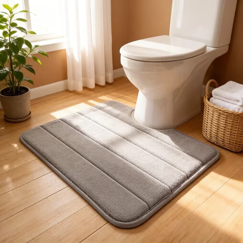 Super Absorbent U-Shaped Toilet Mat, Anti-Skid Memory Foam Bath Carpet, Non-slip Floor Mat for Home Bathroom Decor & Protection