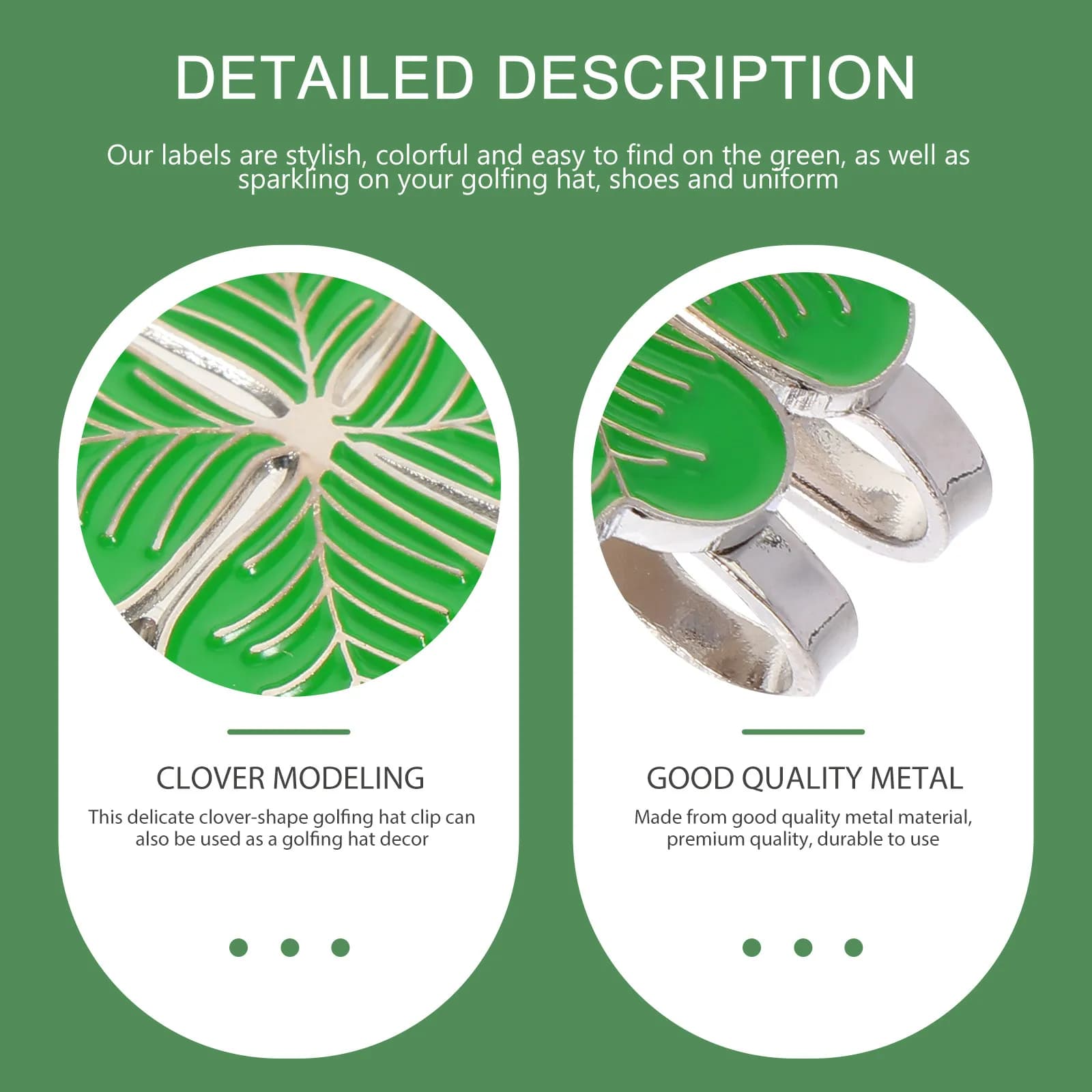 Clip per Cappello da Golf a Forma di Quadrifoglio Verde, Marcatore di Palline in Metallo Premium, Facile da Attaccare alla Visiera, Accessorio da Golf, Regalo per Golfisti