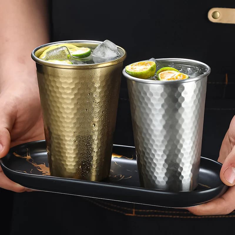 Tazze da birra monostrato in acciaio inossidabile Tazza da 500 ml con motivo a diamante Tazza da acqua Corea Anticaduta Bar Ristorante Bicchiere Set da bere