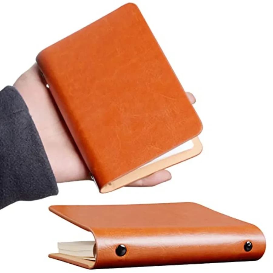 XIGUI 2-Pack 6 Ring Binder Cover, Leather A7 Binder Notebook Cover Refillable Loose Leaf Round Ring Personal Journal with Inser