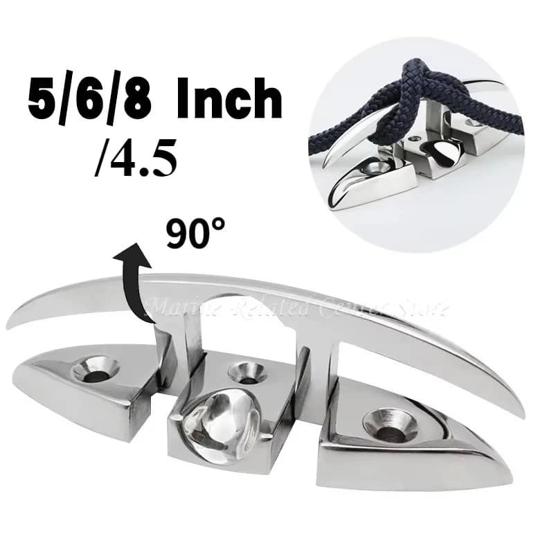 4.5/5/6/8 inch Boat Folding Cleat Flip-up Dock Cleat 316 Stainless Steel Dock Deck Line Rope Mooring Cleat Boat Accessorie