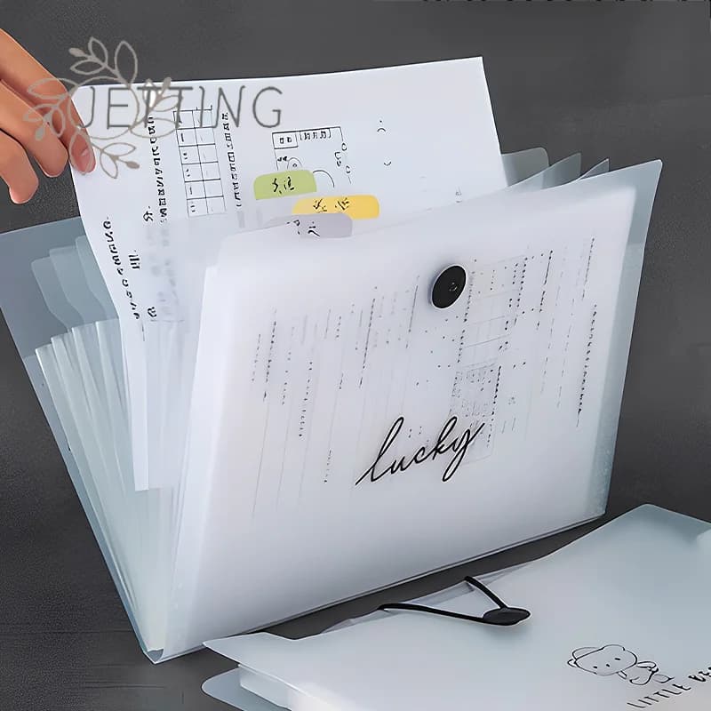 (SMTGDP11) Cartella portadocumenti trasparente con inserto trasparente, formato A4, borsa per documenti, cartella espandibile multistrato per cancelleria scolastica e da ufficio