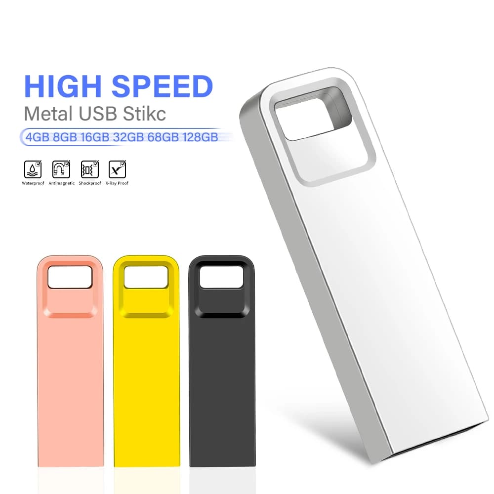 Chiavetta USB originale in metallo argento Chiavetta USB regalo aziendale prodotto per ufficio Memory stick 128 GB 64 GB 32 GB 16 GB 8 GB 4 GB