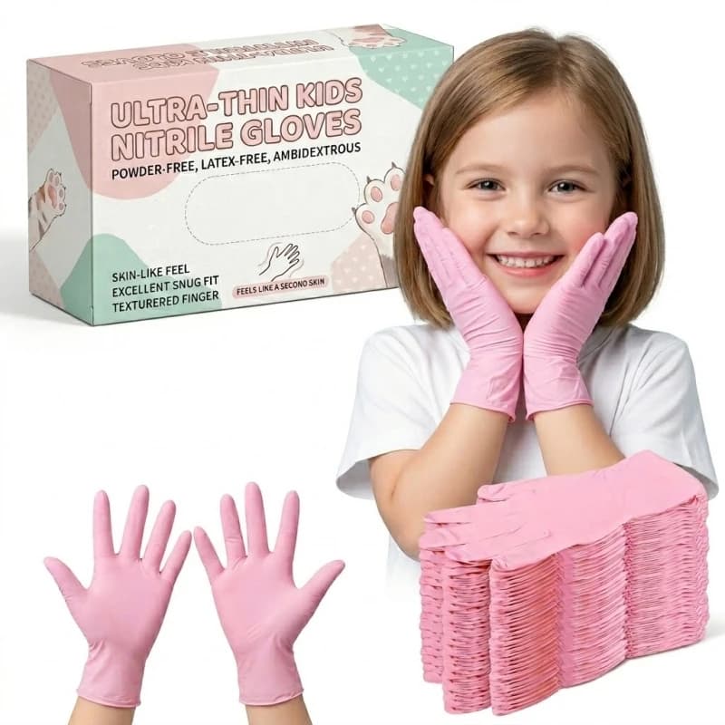 Guanti Monouso per Bambini 4-12 Anni, 3 Mil, Senza Lattice e Senza Polvere, Guanti Protettivi per Bambini per Artigianato, Pittura, Festival, Giardinaggio