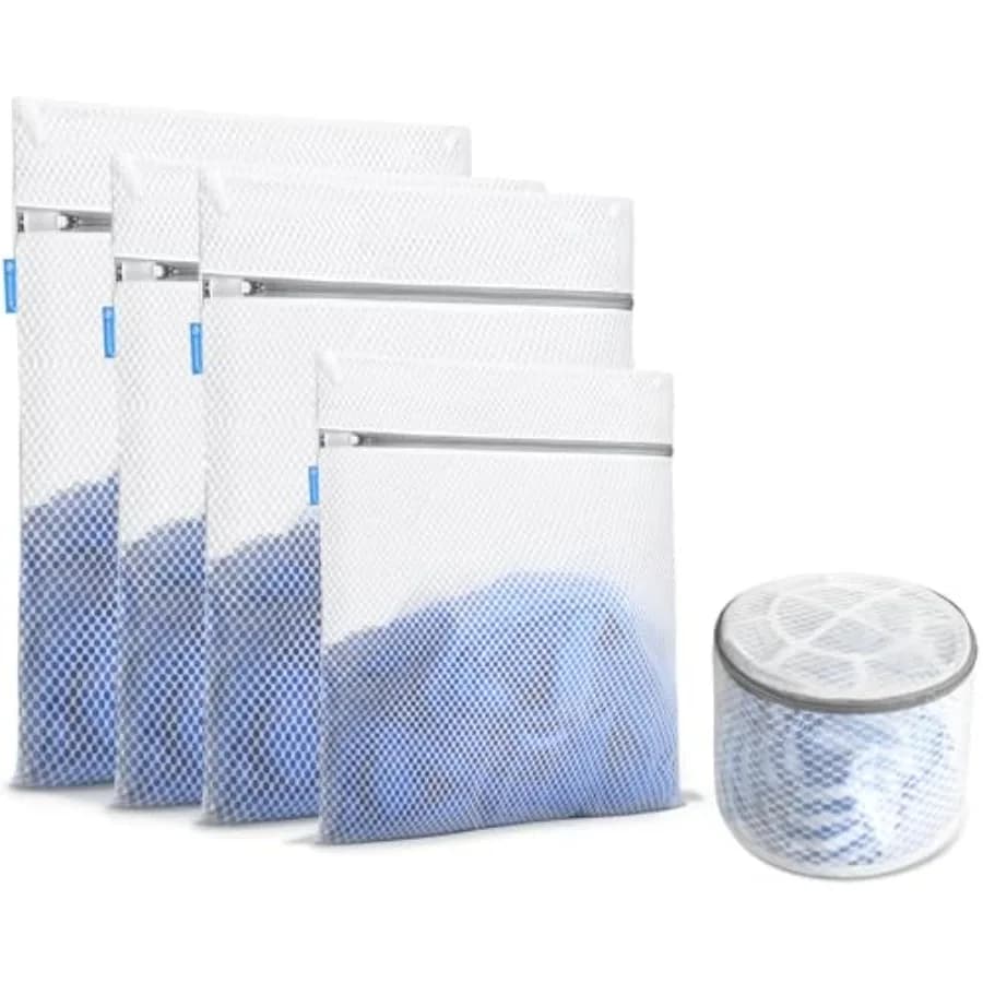 Premium Mesh Laundry Bags for Delicates with Auto-Lock Zipper - Durable Washing Bag Set for Blouse, Hosiery, Underwear, Bra, an
