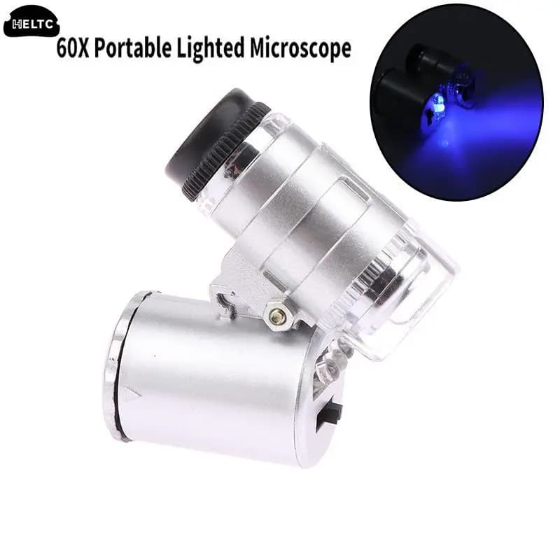 Lente d'ingrandimento portatile per gioielliere portatile con microscopio illuminato 60X con luce a LED Mini lente d'ingrandimento tascabile per la casa e l'ufficio