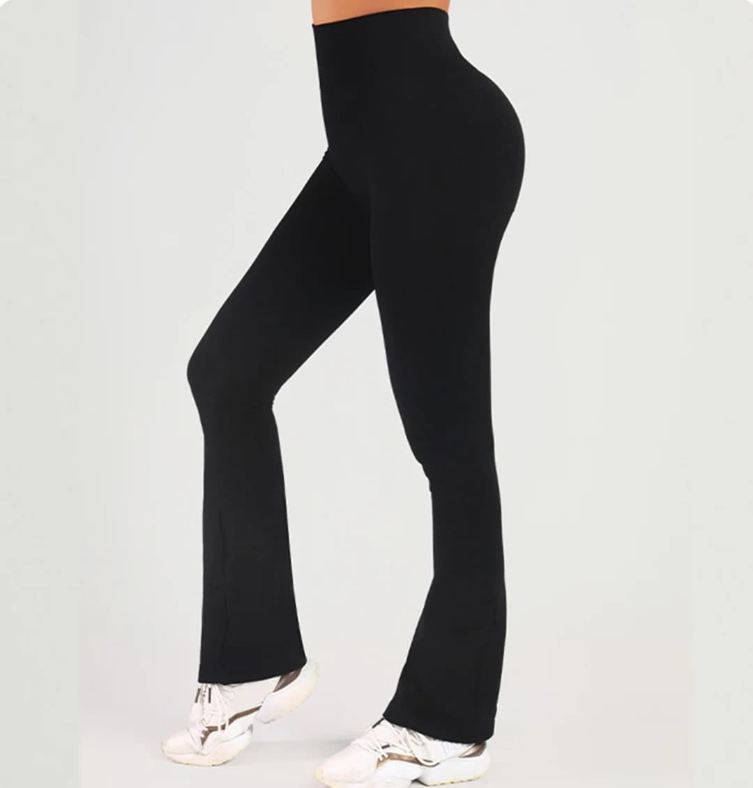 【 3-piece set 】 Popular flared pants for women, slim sports yoga pants with hip lifting, pocket style tri color combination se