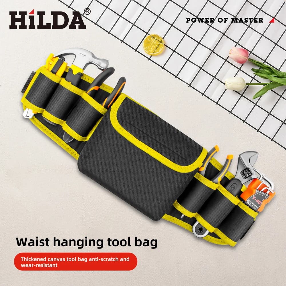 HILDA Portable Tool Waist Bag Sturdy Oxford Fabric Tool Organizer with Quick-Access Pockets Ideal Tool Belt for Electrician