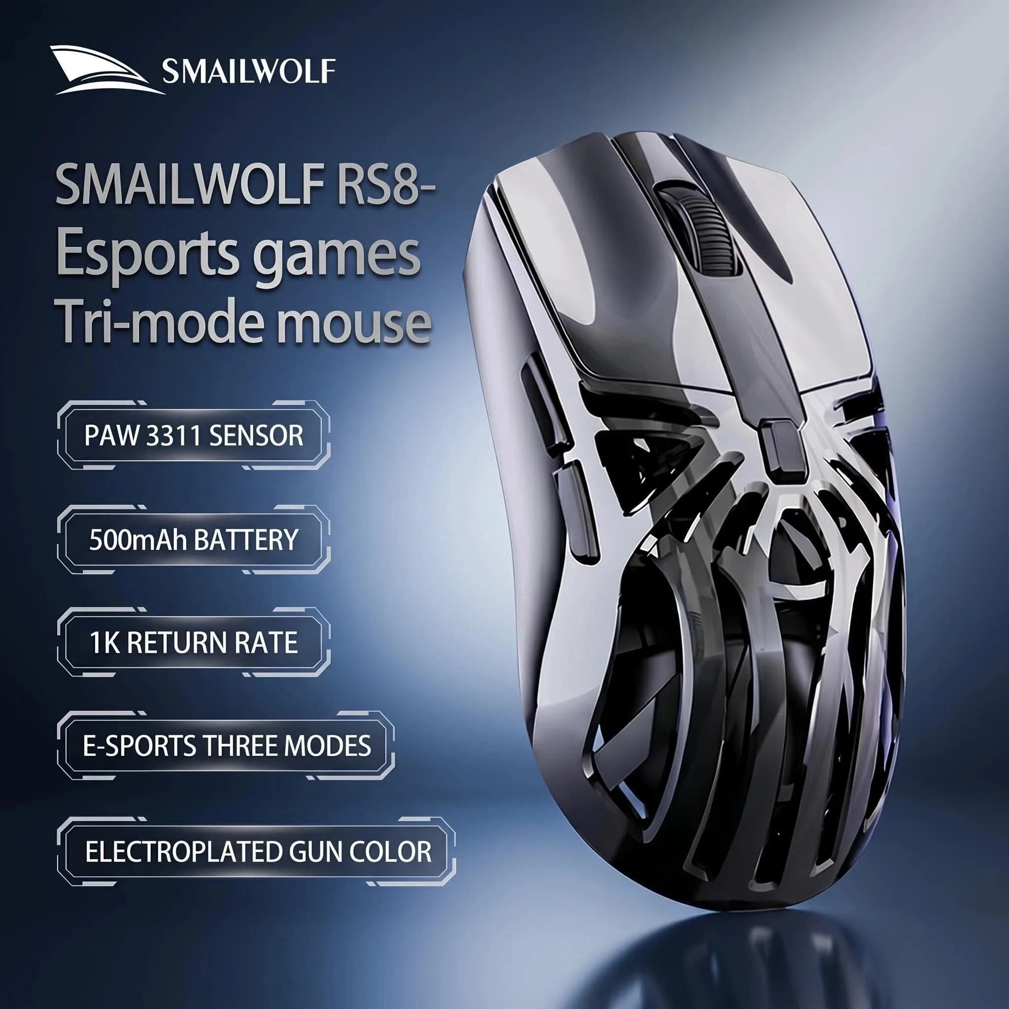 SMAILWOLF RS8 Mouse Bluetooth Wireless 2.4G a Tre Modalità, Mouse da Gaming PAW3311 per Notebook, Computer Desktop e Casa